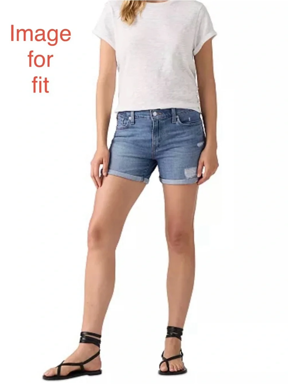 LEVI’S Mid-Length/Mid-Rise Distressed Denim Shorts
